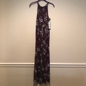 French Grey Floral Maxi Dress Size Small